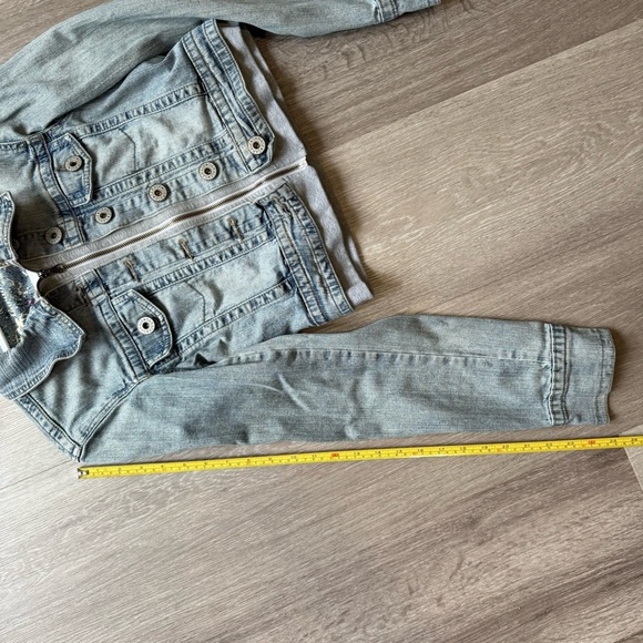 Garage Light Blue Jean Jacket Cropped Size M Denim Streetwear Casual - Picture 6 of 12